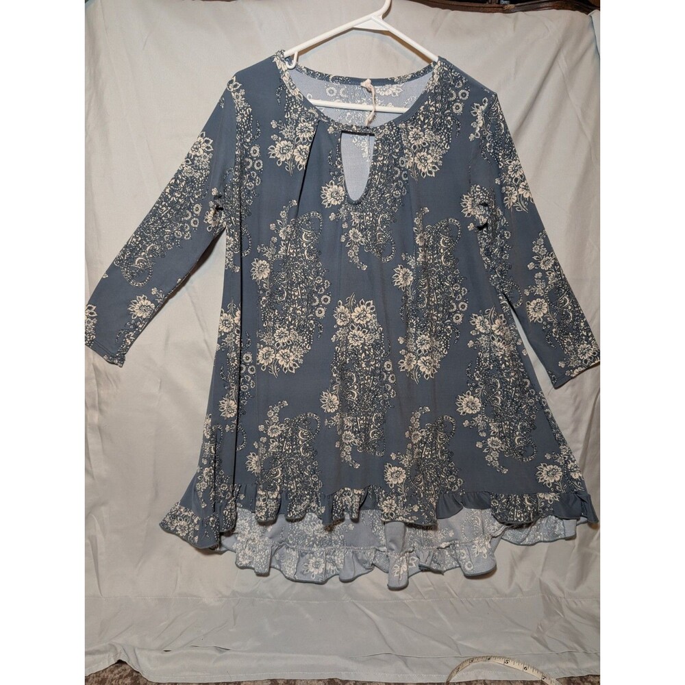 Pink Blush Blouse Curved Neckline, Size Small